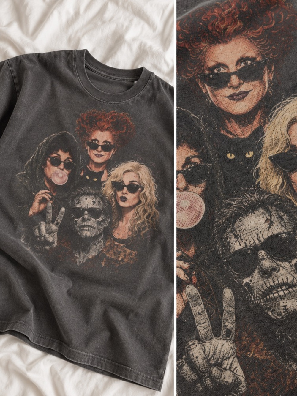 Horror Movie Characters Selfie Halloween Graphic Pepper Tee - Picture 3 of 3